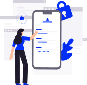 Ilustracja logowania ze smartfonem i bezpieczeństwem